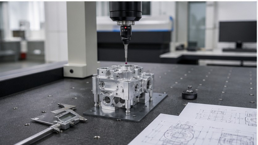 KMG-Prüfung eines CNC-gefertigten Aluminiumteils