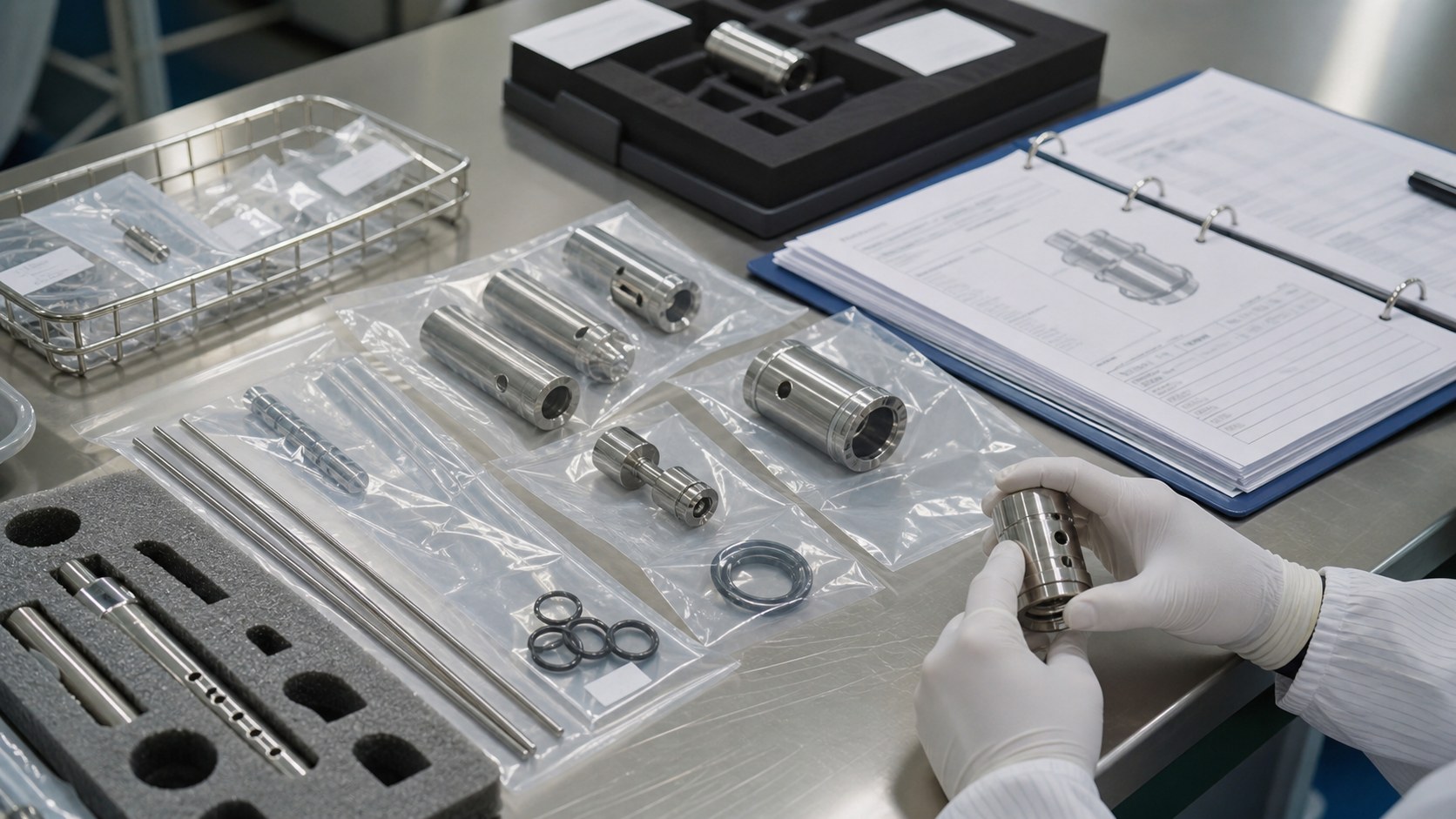 Saubere Verpackung hält kleine Präzisionsteile geordnet