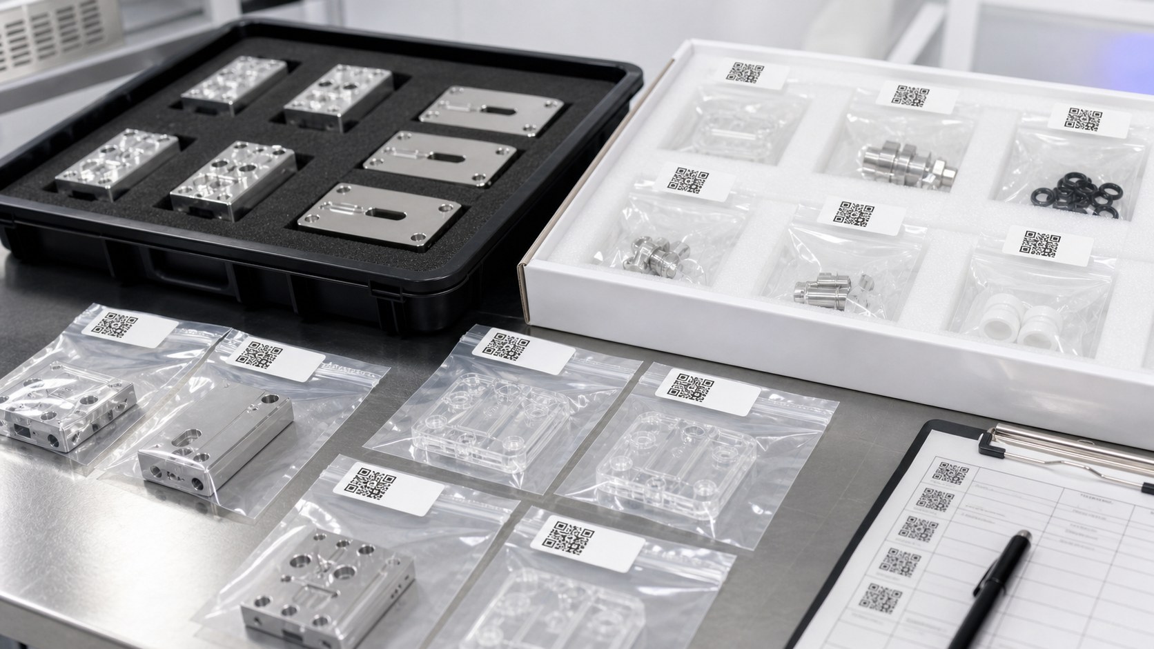 Saubere Verpackung und Rückverfolgbarkeit für CNC-Teile der mikrofluidischen Diagnostik