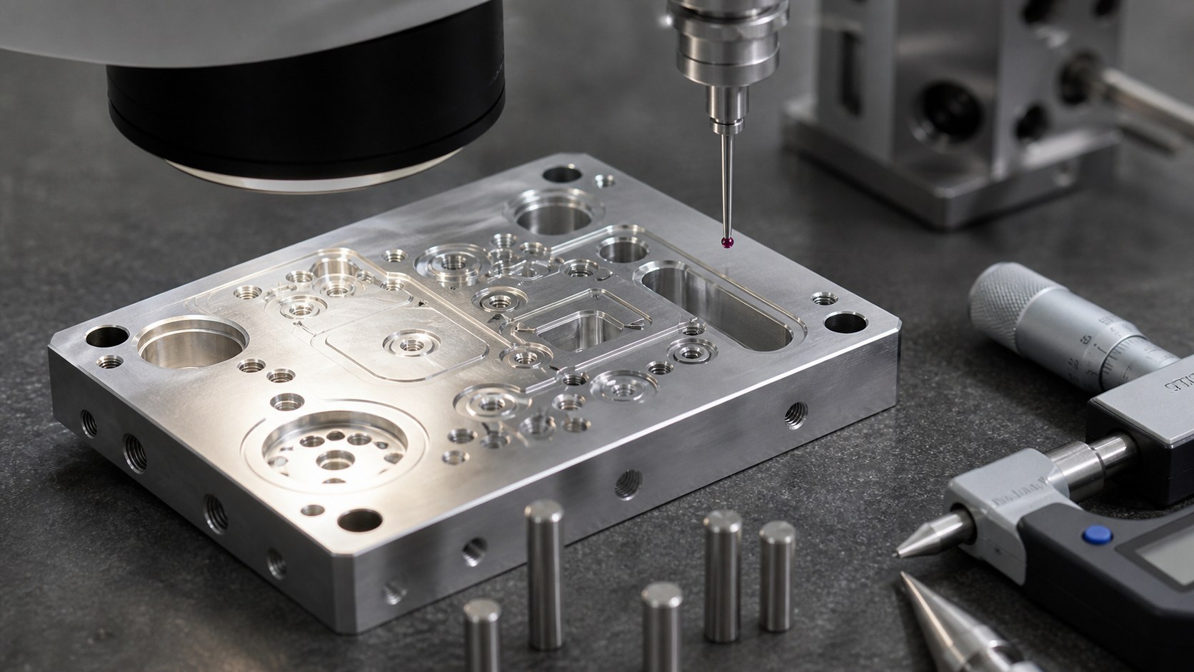 Prüfung von Dichtungsnuten und Mikroports an einem Diagnostik-Manifold