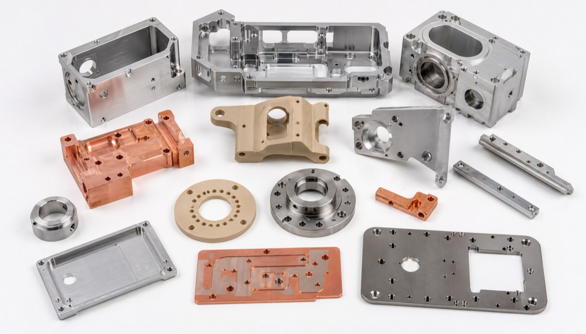 Ausgelagerte CNC-Kleinserienteile aus Aluminium, Kupfer, Edelstahl und technischem Kunststoff