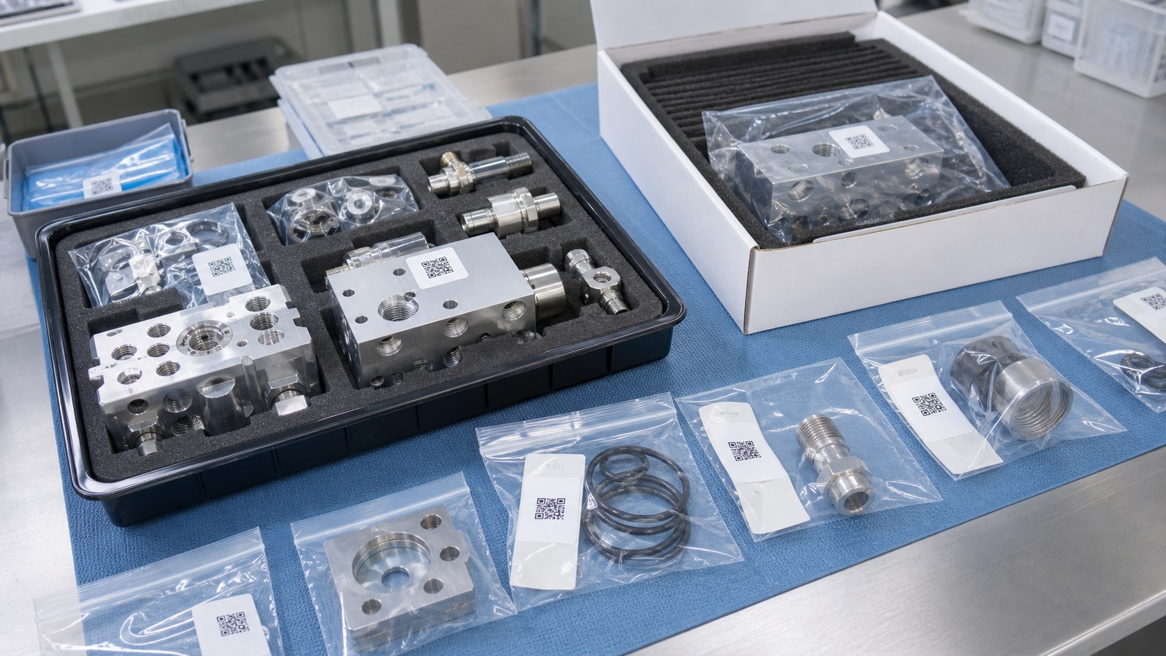 Saubere Verpackung und Rückverfolgbarkeit für CNC-Komponenten respiratorischer Geräte