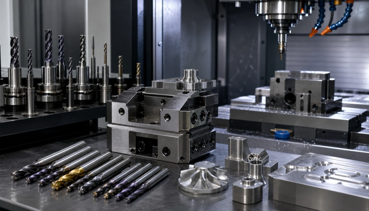 Werkzeuge, beschichtete Hartmetallfraeser und Vorrichtungen fuer Sondermetall-CNC