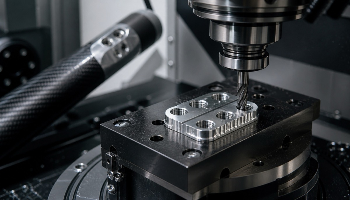 Präzisionsbearbeitung von Aluminiumeinsätzen für Carbonfaser-Roboterarme