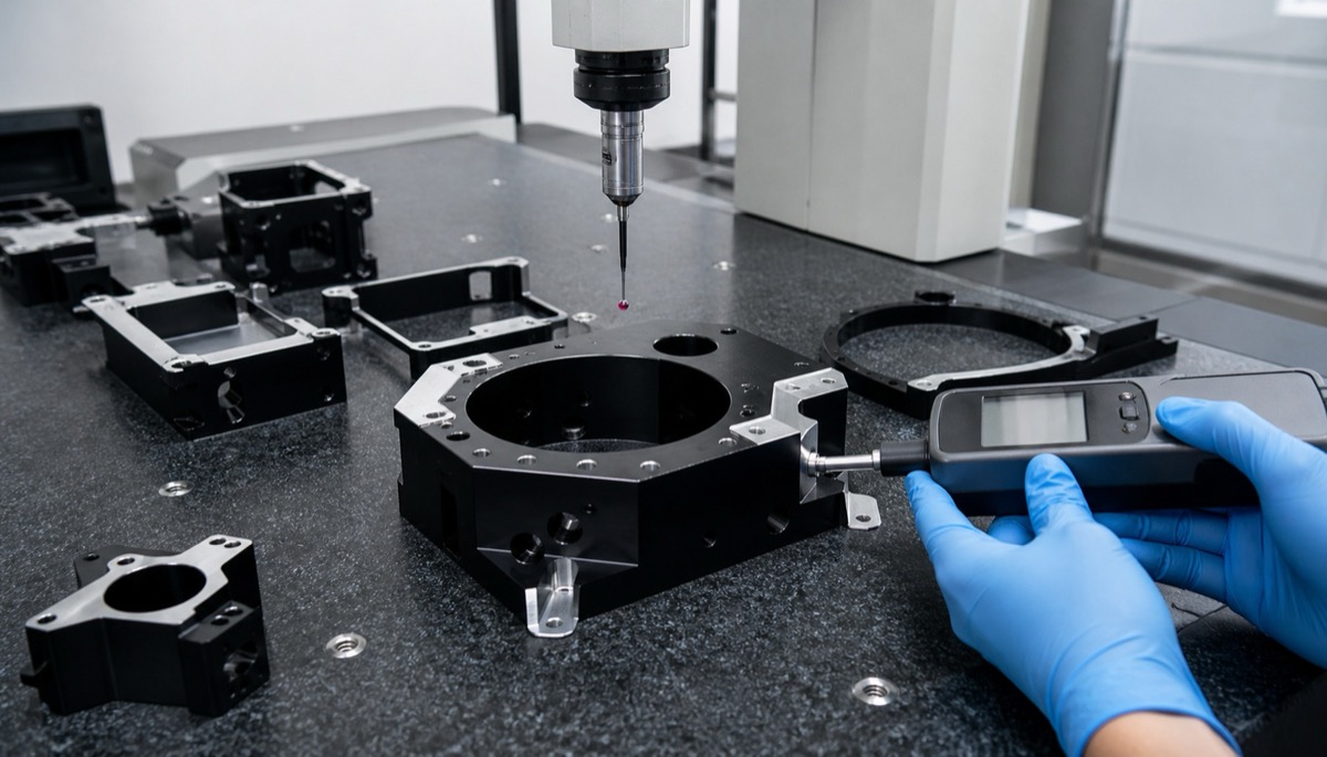Pruefung optischer CNC Teile nach Oberflaechenbehandlung und Maskierung