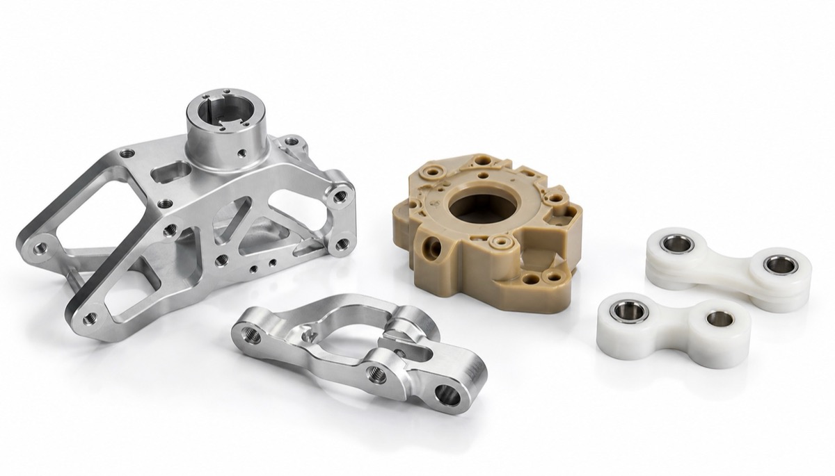 Fertige leichte Roboterteile aus Aluminium PEEK Nylon und Mischwerkstoffen