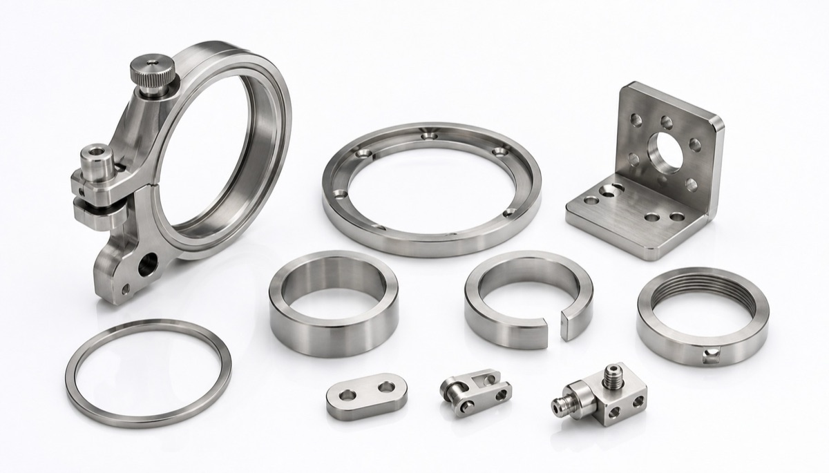 Fertige Edelstahlringe Halter und Optikbauteile fuer Praezisionsinstrumente