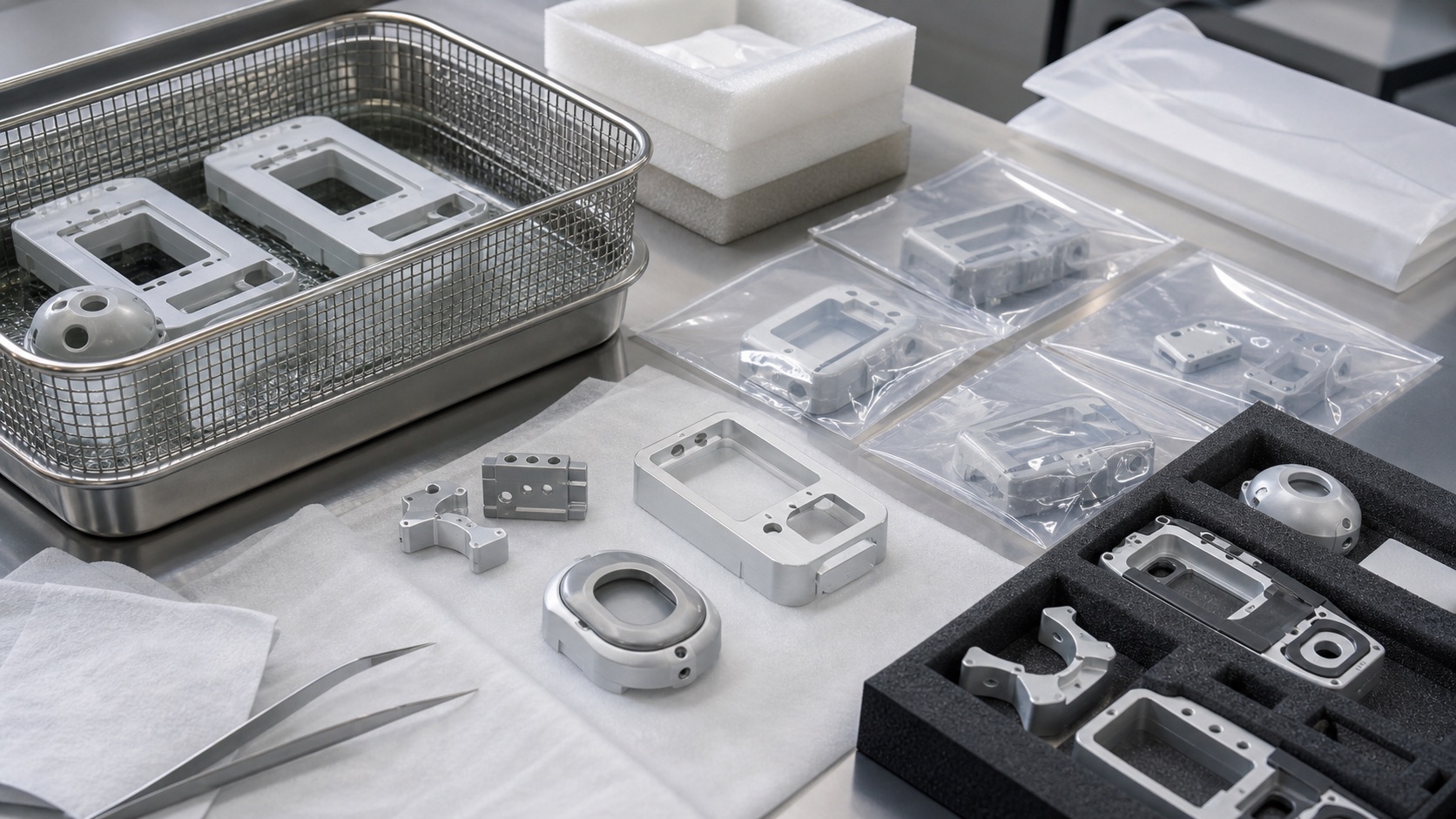 Clean finishing and protective packaging for monitor and wearable sensor parts