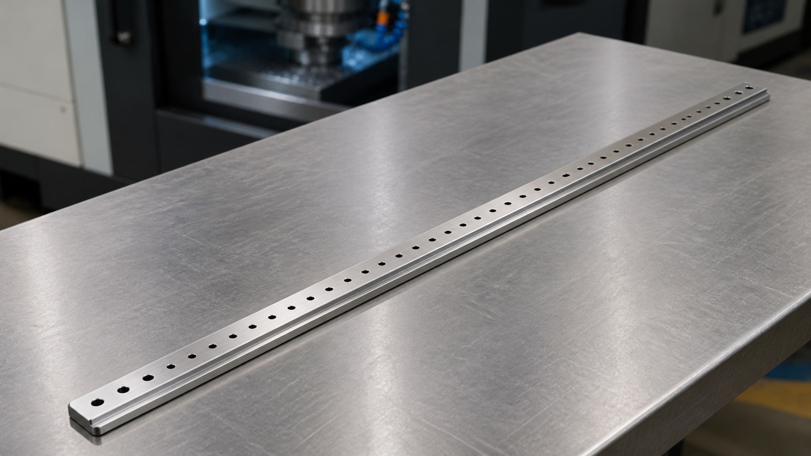 Technische CNC-Bearbeitungsanalyse: CNC Machining Review of a Long Guide-Rail Adapter Plate for Automation Fixtures: Hole-Row