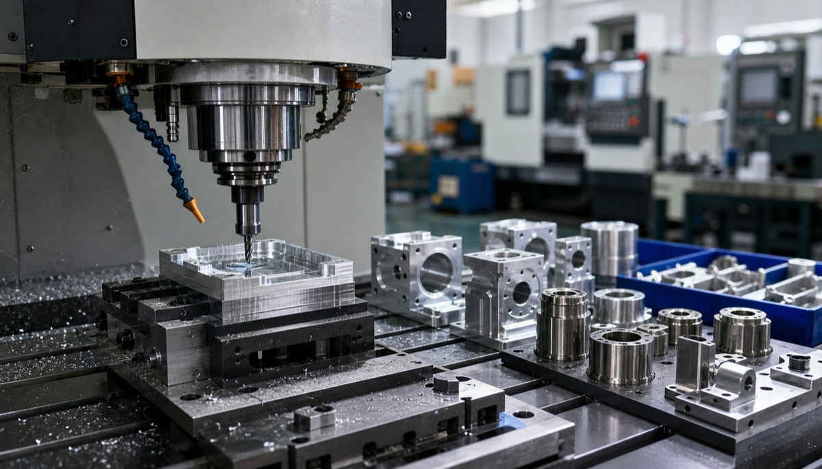 CNC-Kleinserienbearbeitung mechanischer Teile in einer Praezisionswerkstatt