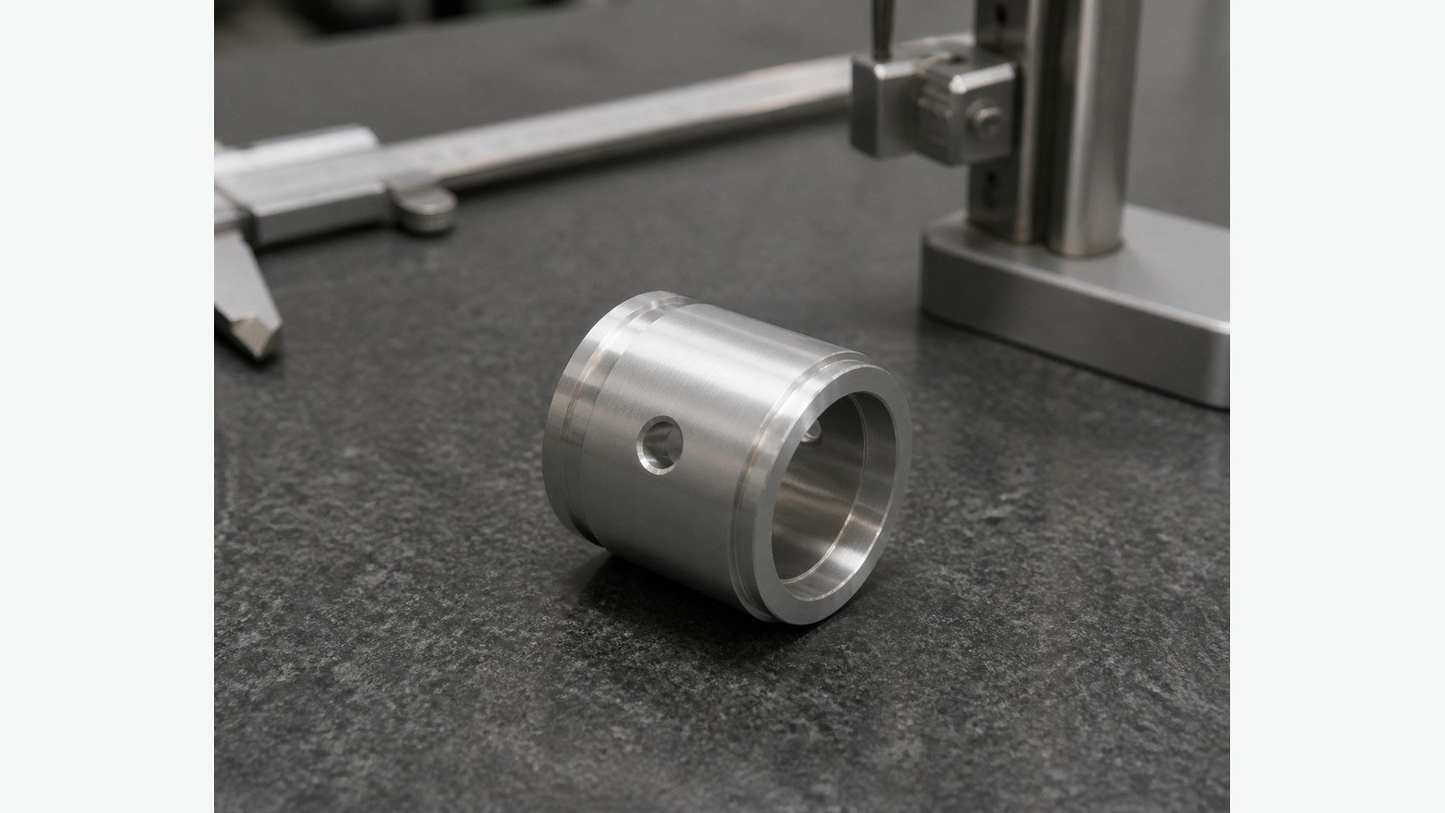 Bearbeitung eines Aluminium-Zylindergehaeuses fuer Automatisierung: Bezuge, Querbohrungen und Grate