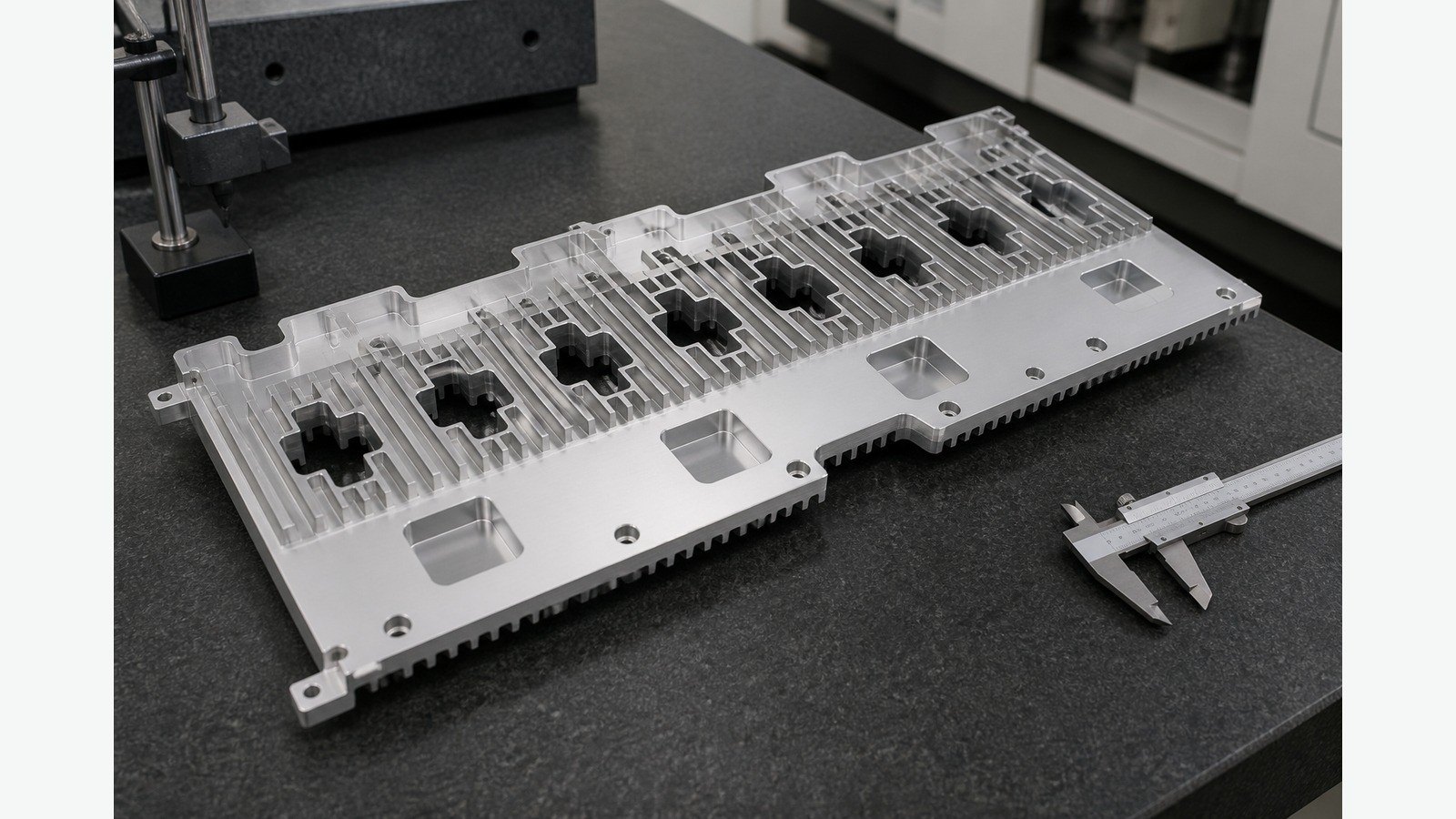 Bearbeitung von Aluminium-Kuehlkoerpern fuer Elektronikmodule: Bezugssystem, Nuten und Kanten