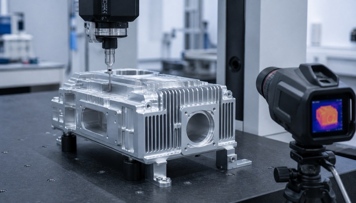 Thermische Prüfung und CNC-Bewertung eines Laser-Präzisionsgehäuses
