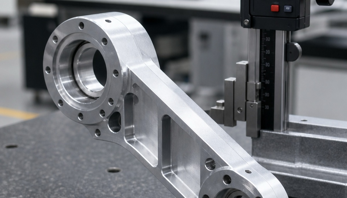 Prüfung eines CNC-gefertigten Lastteils für den Fuß eines humanoiden Roboters