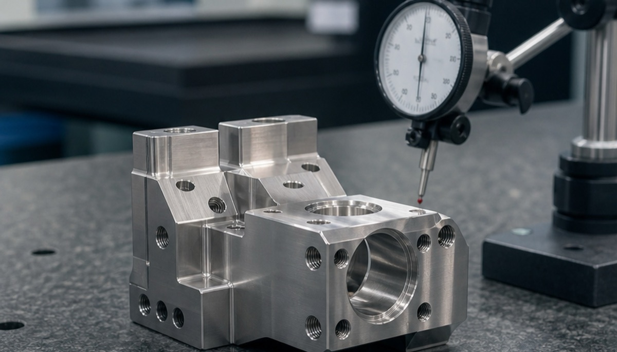 Prüfaufbau für einen kundenspezifischen CNC-Prototyp als Einzelteil
