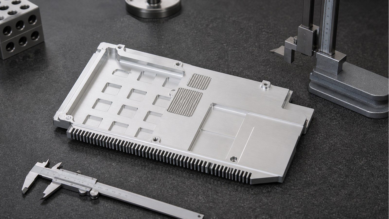 Technische CNC-Bearbeitungsanalyse: Machining a Finned Plate Guard for an Electronic Cooling Module: Hole-Slot Relationships
