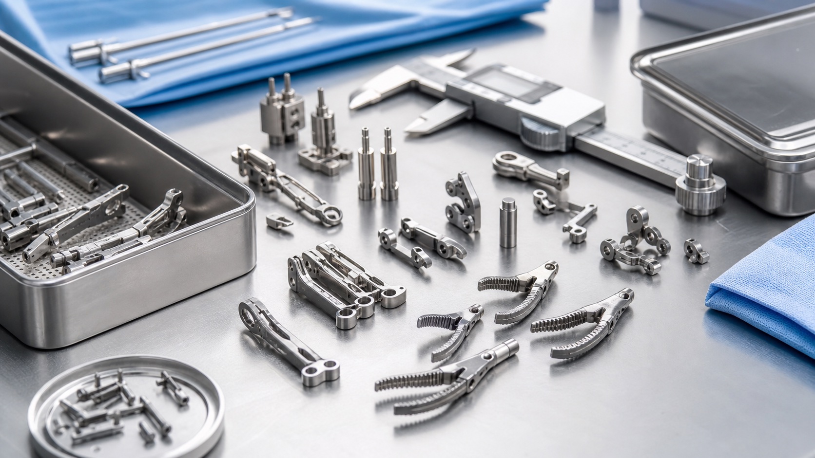 CNC-Bearbeitung von Teilen für minimalinvasive chirurgische Instrumente: Gelenkbacken, Stifte und Gabelhalter