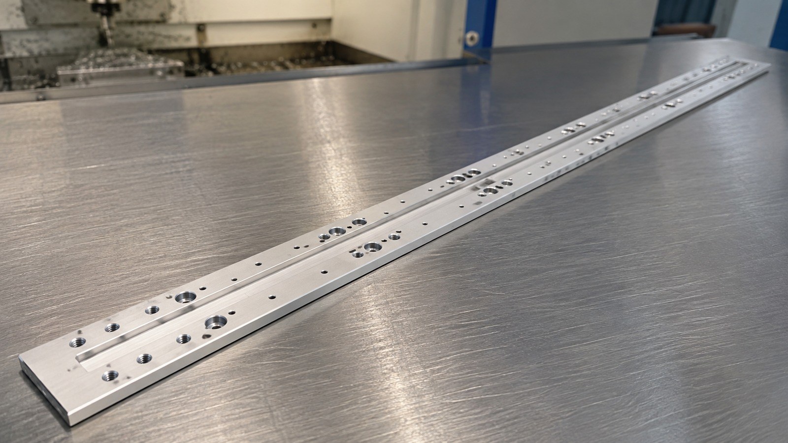 Technische CNC-Bearbeitungsanalyse: Machining Plan for a Long Aluminum Slide-Rail Mounting Plate in Custom Automation