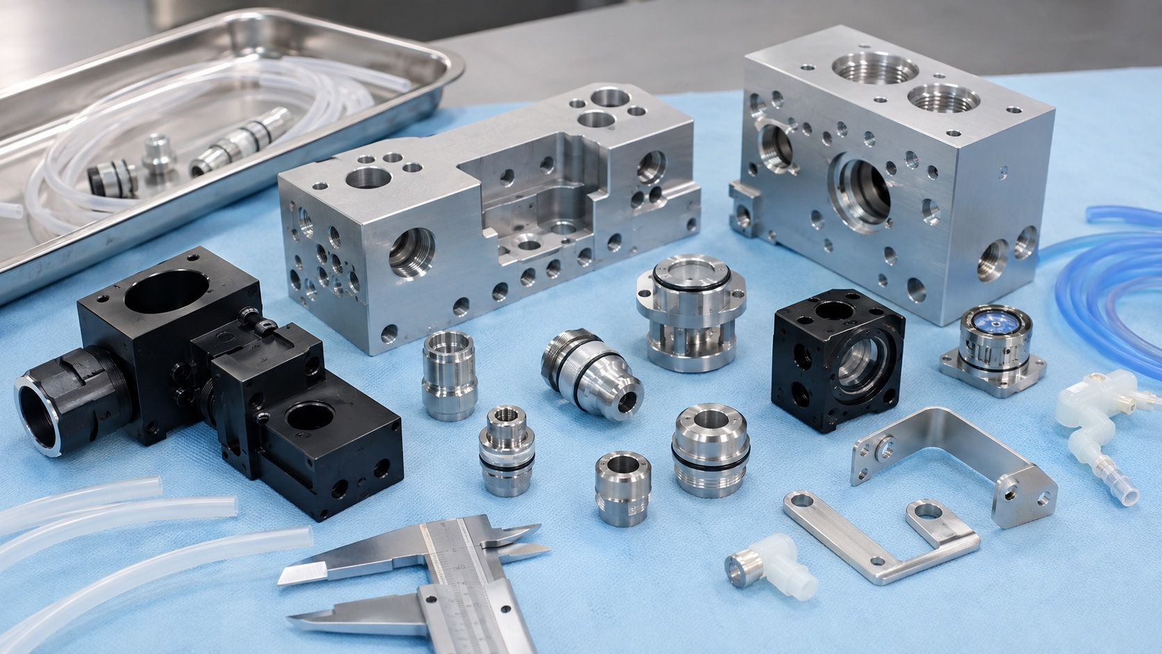 CNC-Bearbeitung von Teilen für medizinische Atemgeräte: Beatmungs-Gasverteiler, Ventilsitze und Durchflusssensorgehäuse