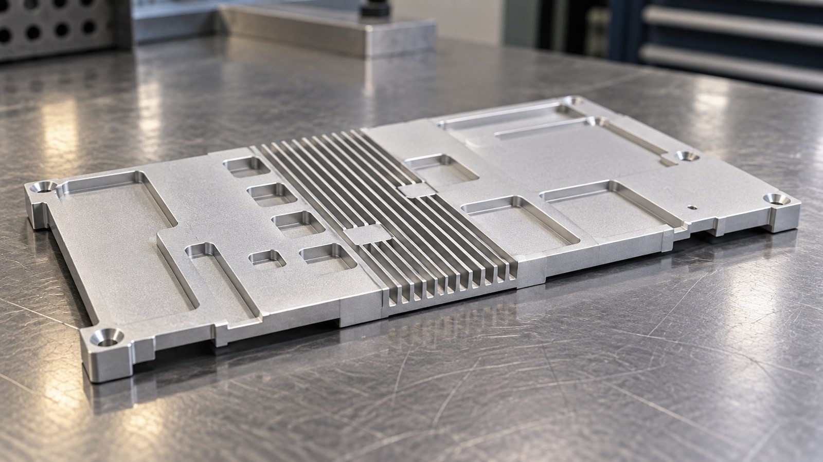 CNC-Bearbeitungsanalyse fuer Aluminium-Kuehlkoerper in Elektronikmodulen